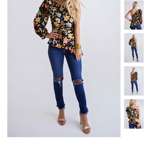 Karlie Multi Floral One Shoulder Top - Small - Picture 3 of 4